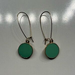 Gold and Green Drop Earrings